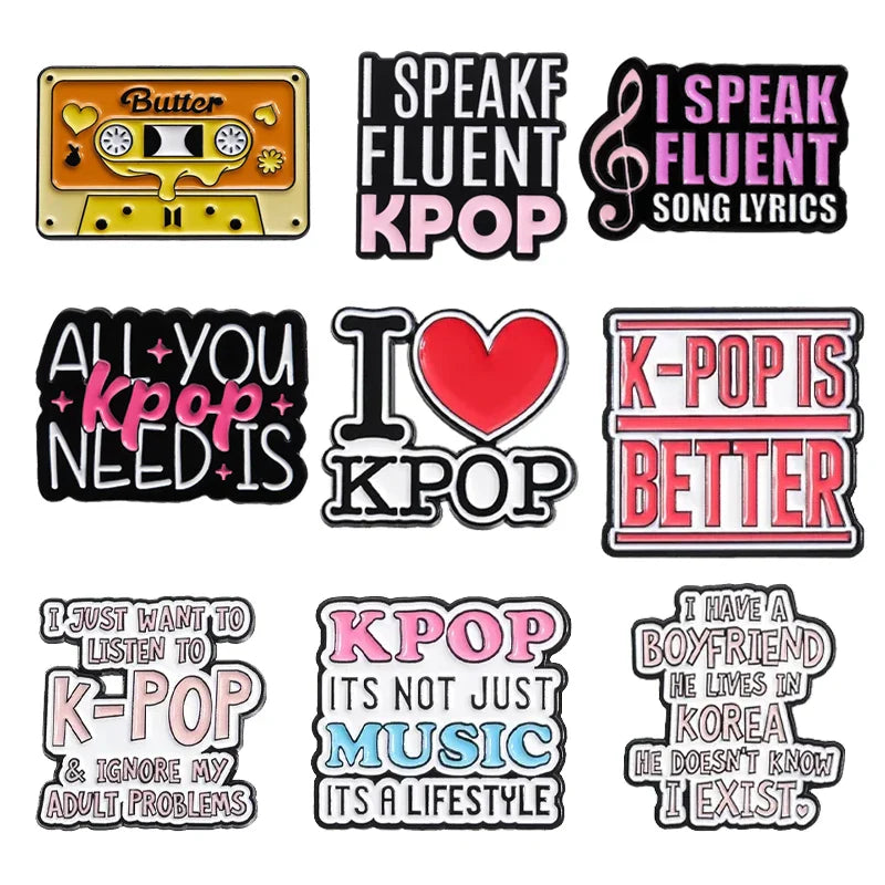 I Love Kpop Music Lapel Badge Backpack