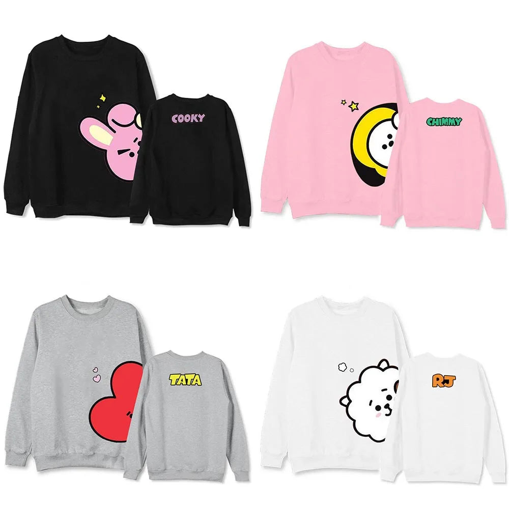 Kawaii BT21 Inspired Loose Hoodie Round Neck