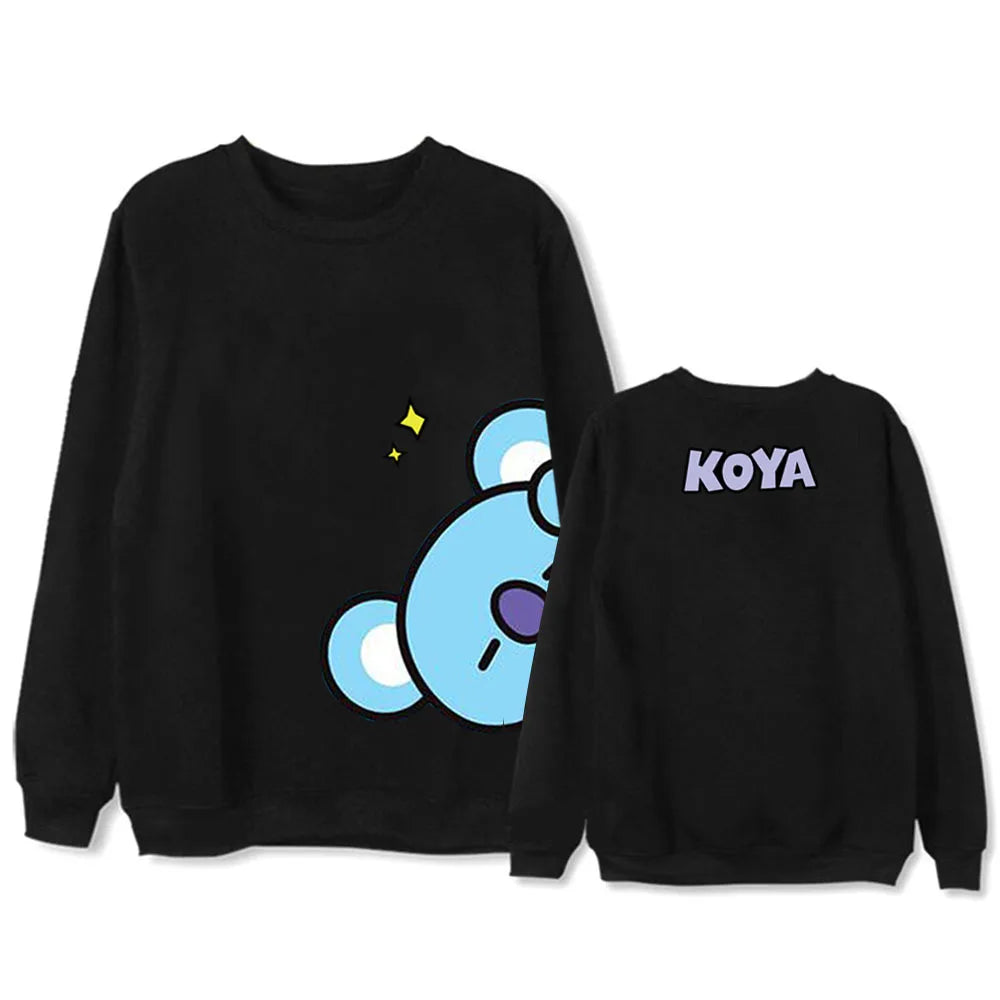 Kawaii BT21 Inspired Loose Hoodie Round Neck