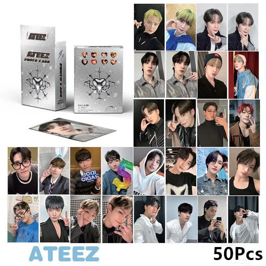 50pcs Kpop ATEEZ Holographic Photo Card